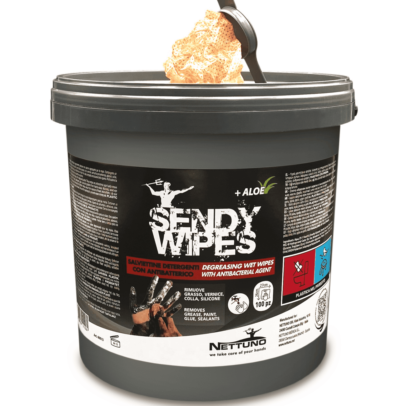 SALVIETTE DETERGENTI LAVAMANI NETTUNO SENDY WIPES pz.100 00813
