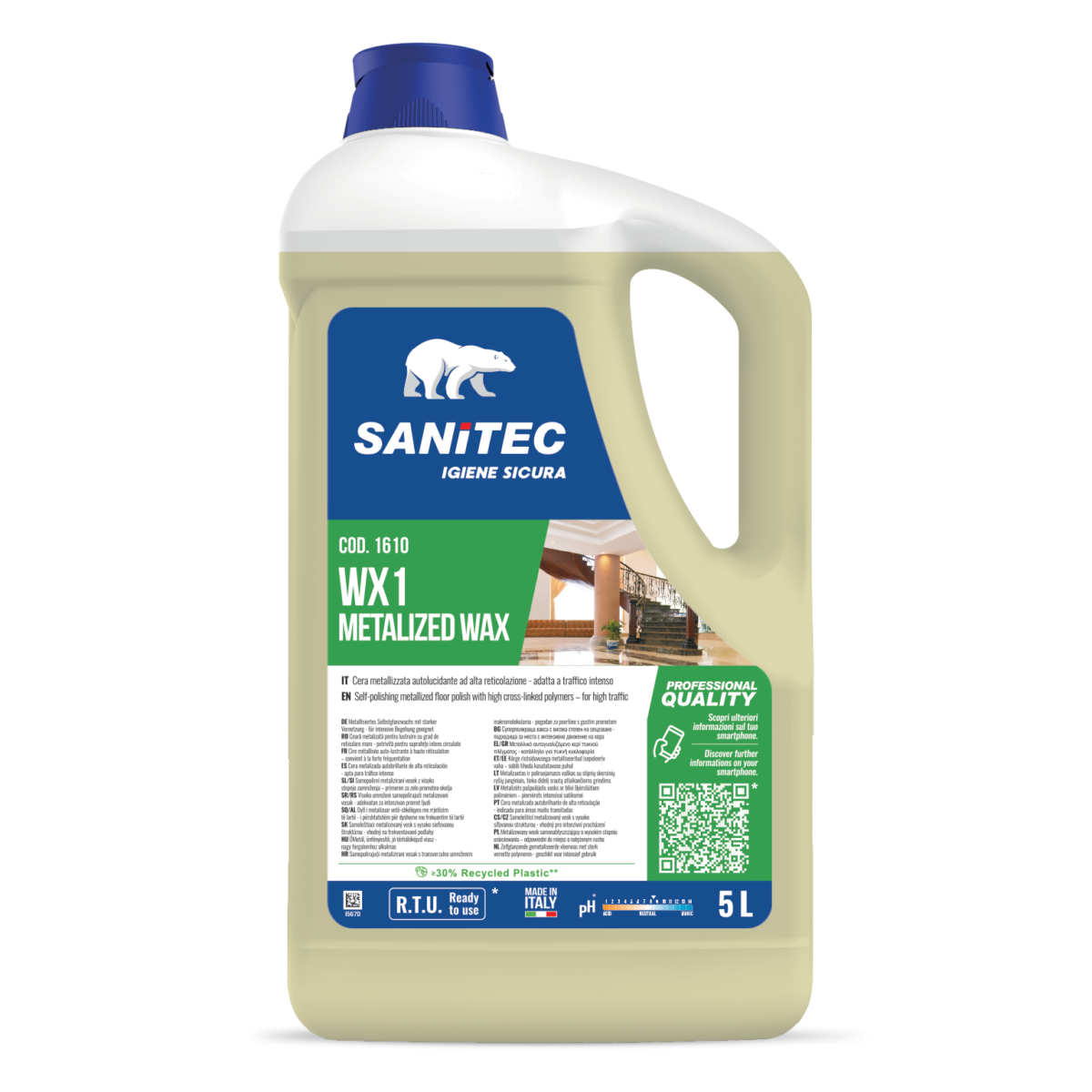 CERA METALLIZZATA WX1 METALIZED WAX kg.5 SANITEC 1610 ANTISCIVOLO