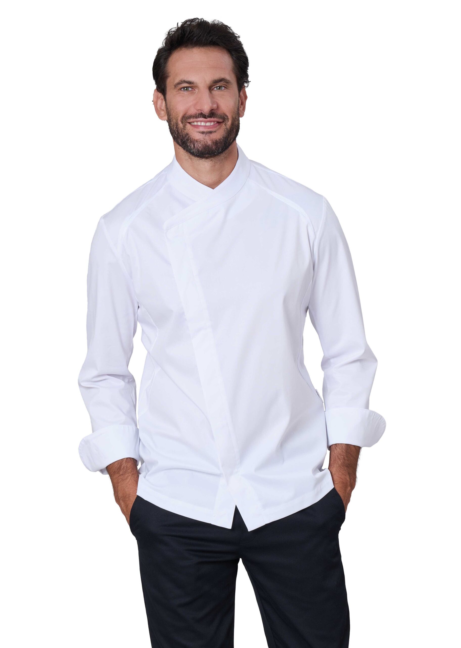 GIACCA CUOCO THOMAS MISTO COTONE STRETCH BIANCA