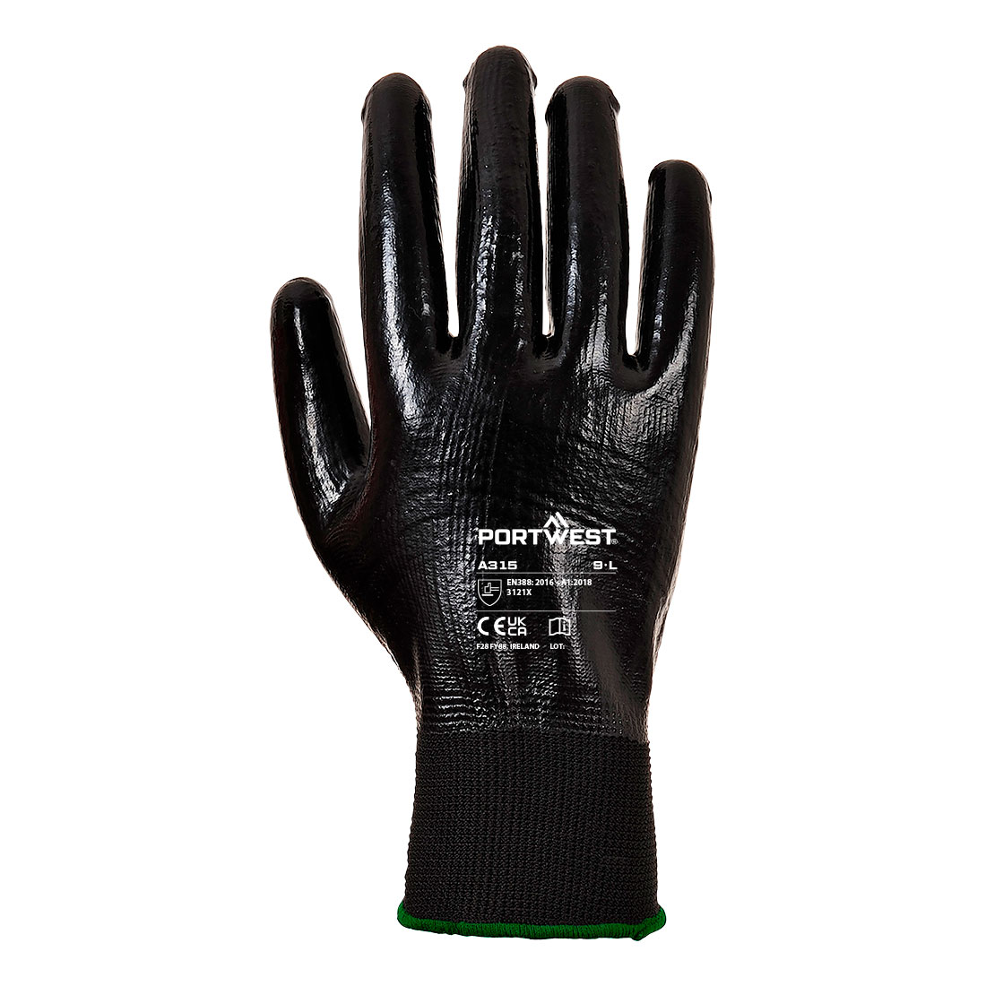 GUANTI NITRILE NERO T/SPALMATO CON POLS PORTWEST A315K8R