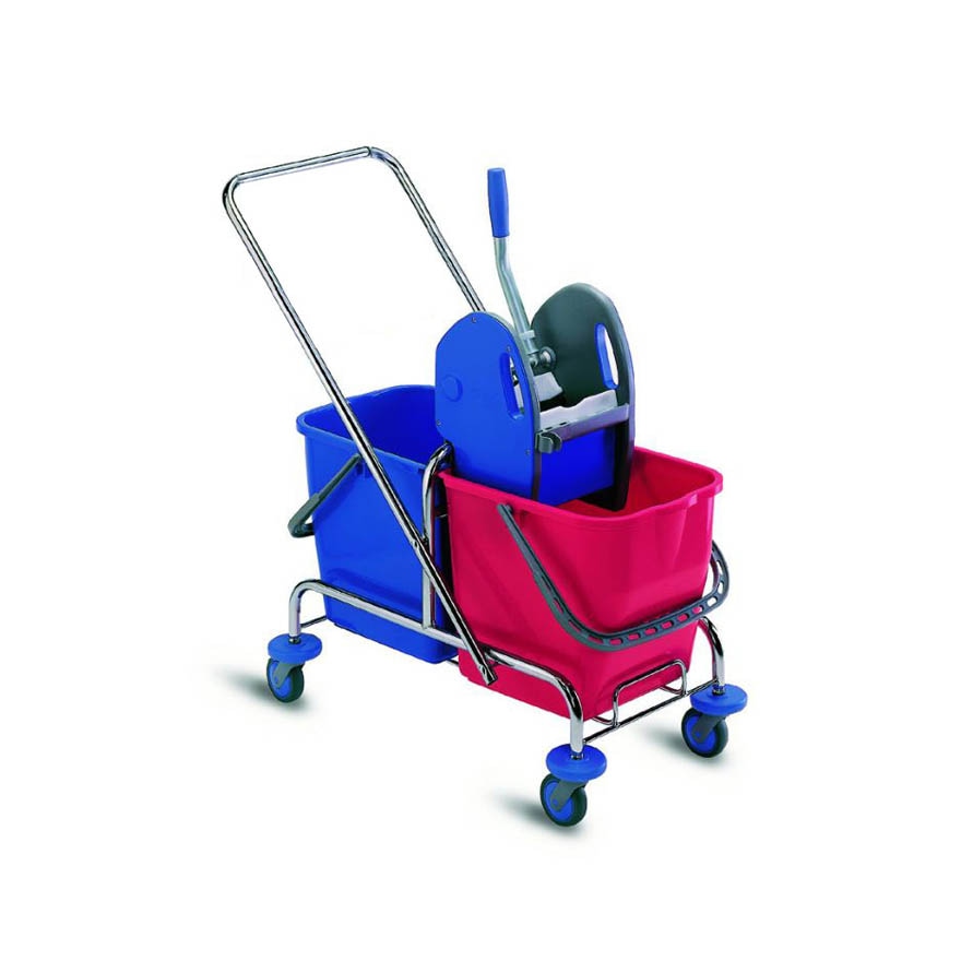 CARRELLO CON STRIZZATORE CROMATO lt.50.