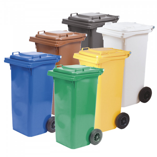 BIDONE CARRELLATO lt.120 CON RUOTE e COPERCHIO