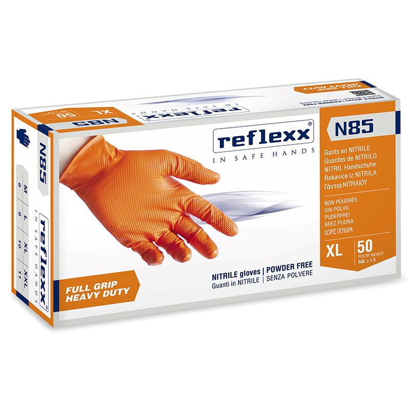 GUANTI MONO-NITRILE ARANCIO S/POLVERE PZ.50 N85 G39085