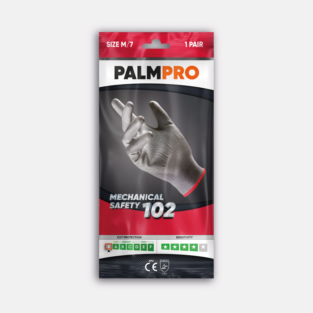 GUANTI POLIURETANO NYLON GRIGI NPU PALMPRO 102 GR009 - immagine 2